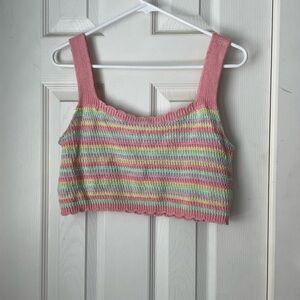 Striped Knit Cropped Tank
